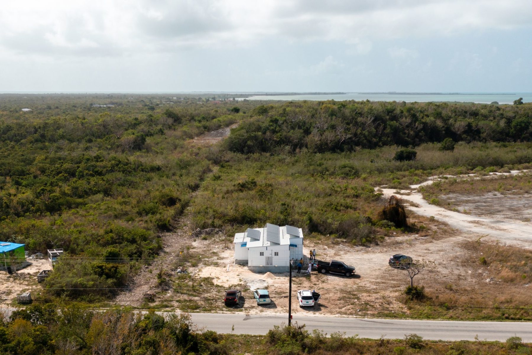Drone view of Clinic on Moore's Island Bahamas