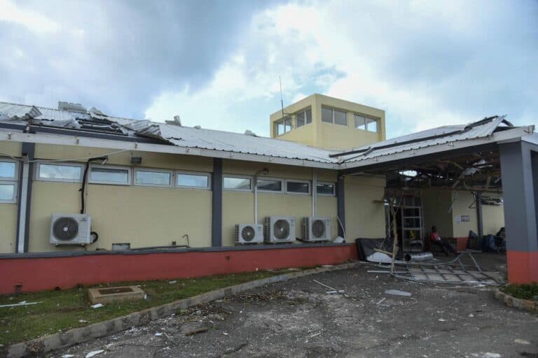Falmouth Public Hospital in Trelawny, Jamaica, one of the hospitals damaged by Hurricane Melissa. Photo by Antoine Lodge/Americares.