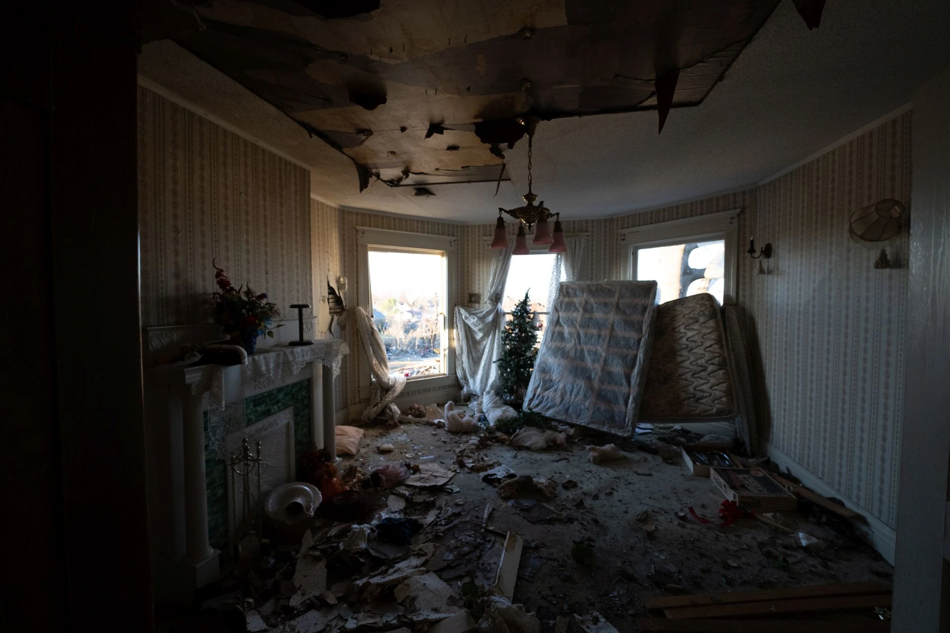 The Crouch family home after a direct tornado hit