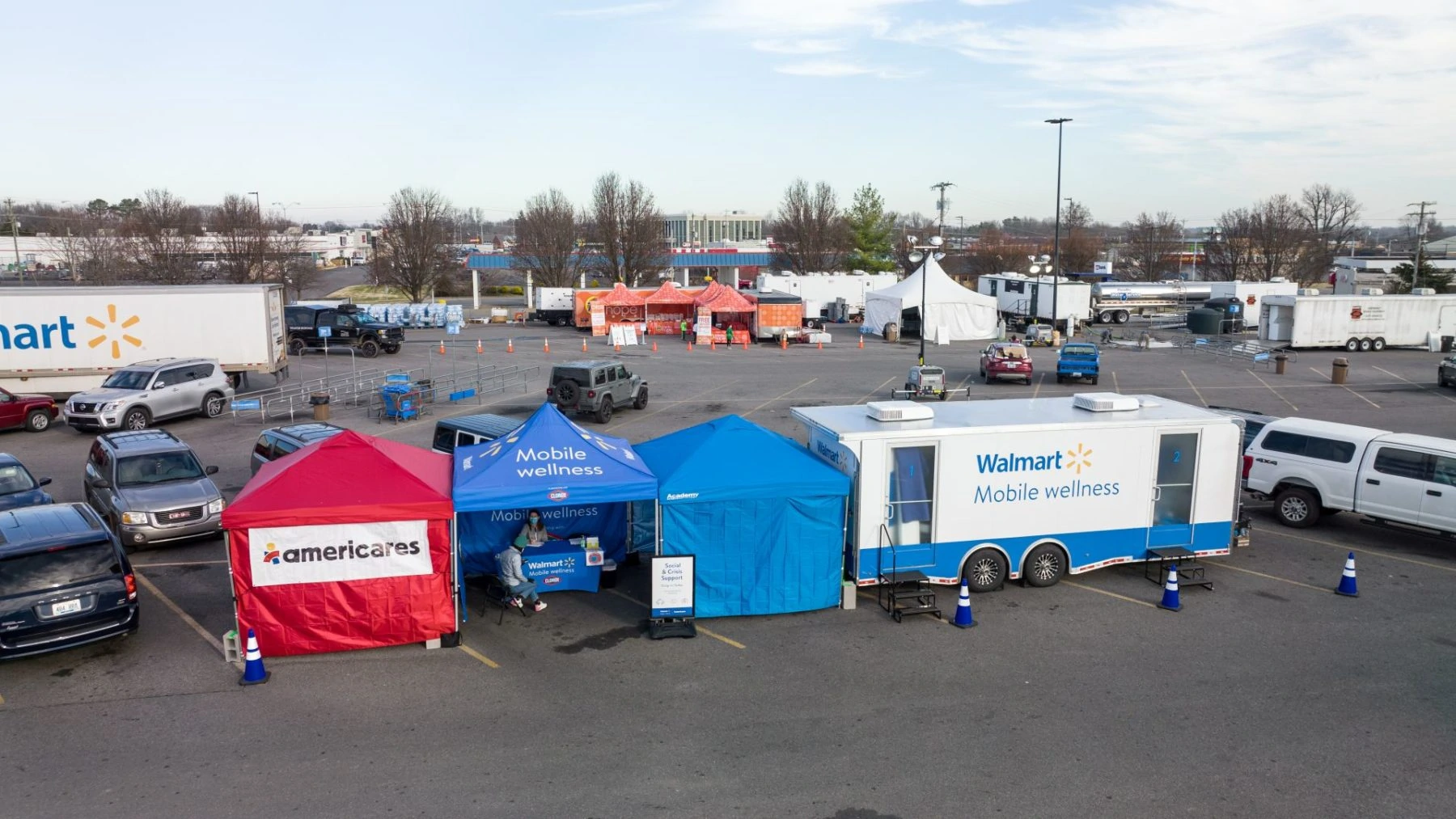 Americares mobile wellness clinic in Walmart parking lot in Mayfield KY