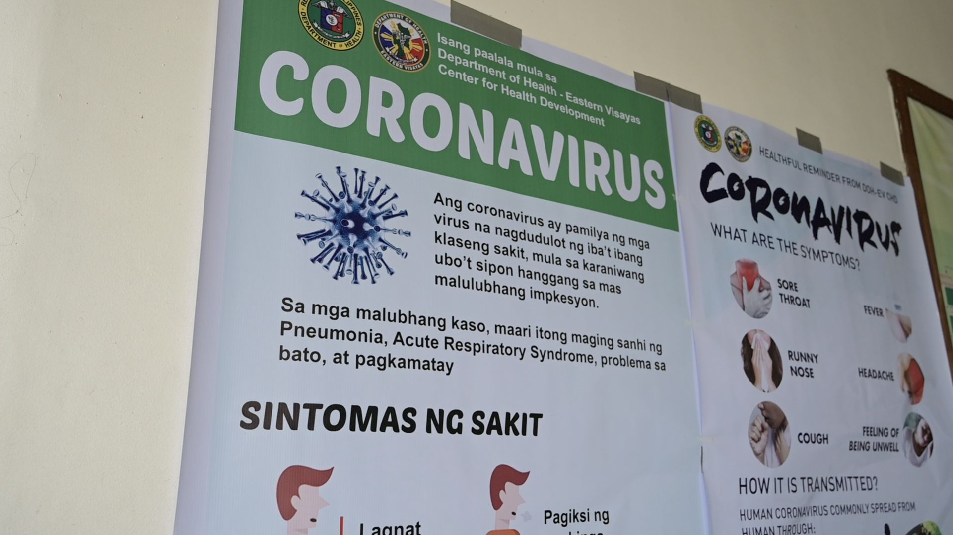 Posters at health facilities provide public information about the coronavirus