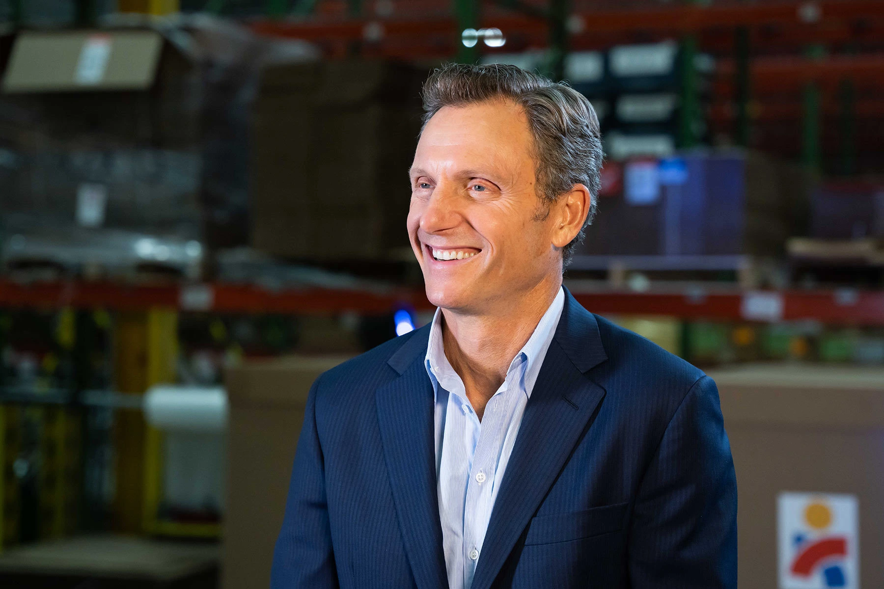 Actor and Americares Board Member Tony Goldwyn co-hosts the Americares Airlift Benefit Livestream at Americares Global Distribution Center in Connecticut on Oct. 2, 2021. Photo by Mike Demas/Americares.