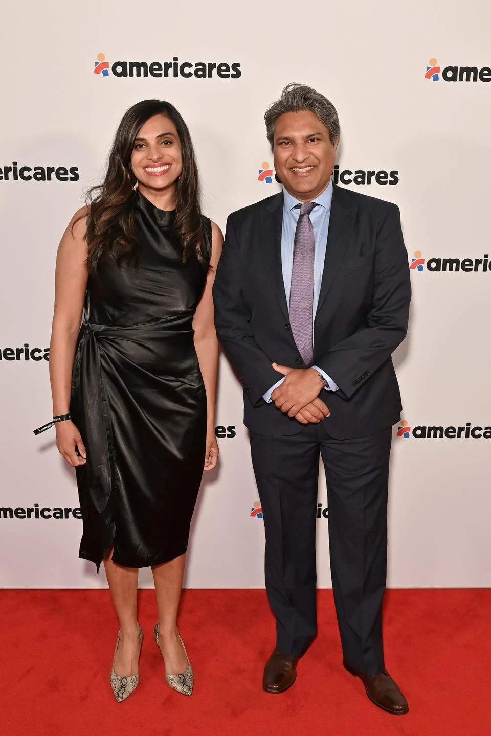 Americares Senior Vice President of Programs and Chief Medical Officer Dr. Julie Varughese and Americares Deputy Senior Vice President of Emergency Programs Provash Budden at the 2024 Americares Airlift Benefit. Photo by Bryan Bedder/Getty Images for Americares.
