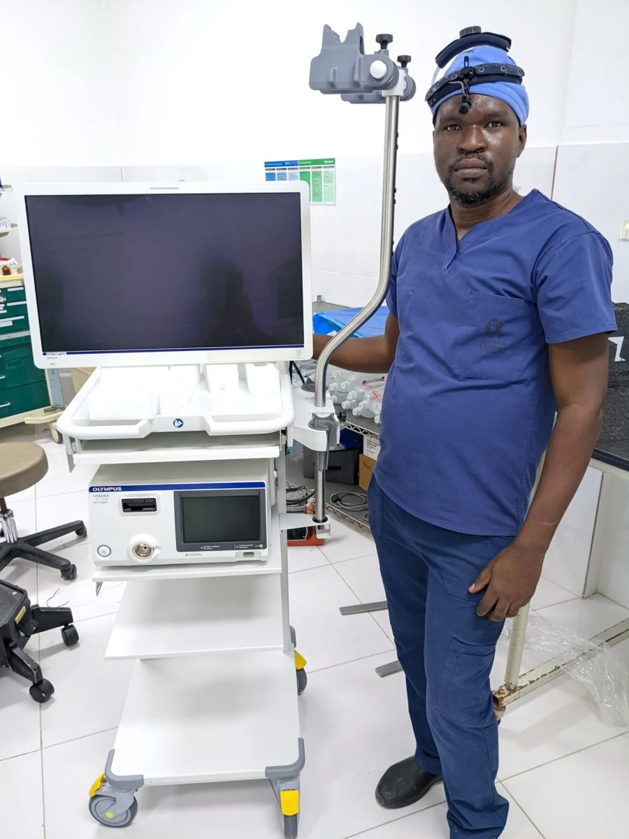 Dr. Jolius With Olympus Cystoscope in use at the Surgicenter in Haiti
