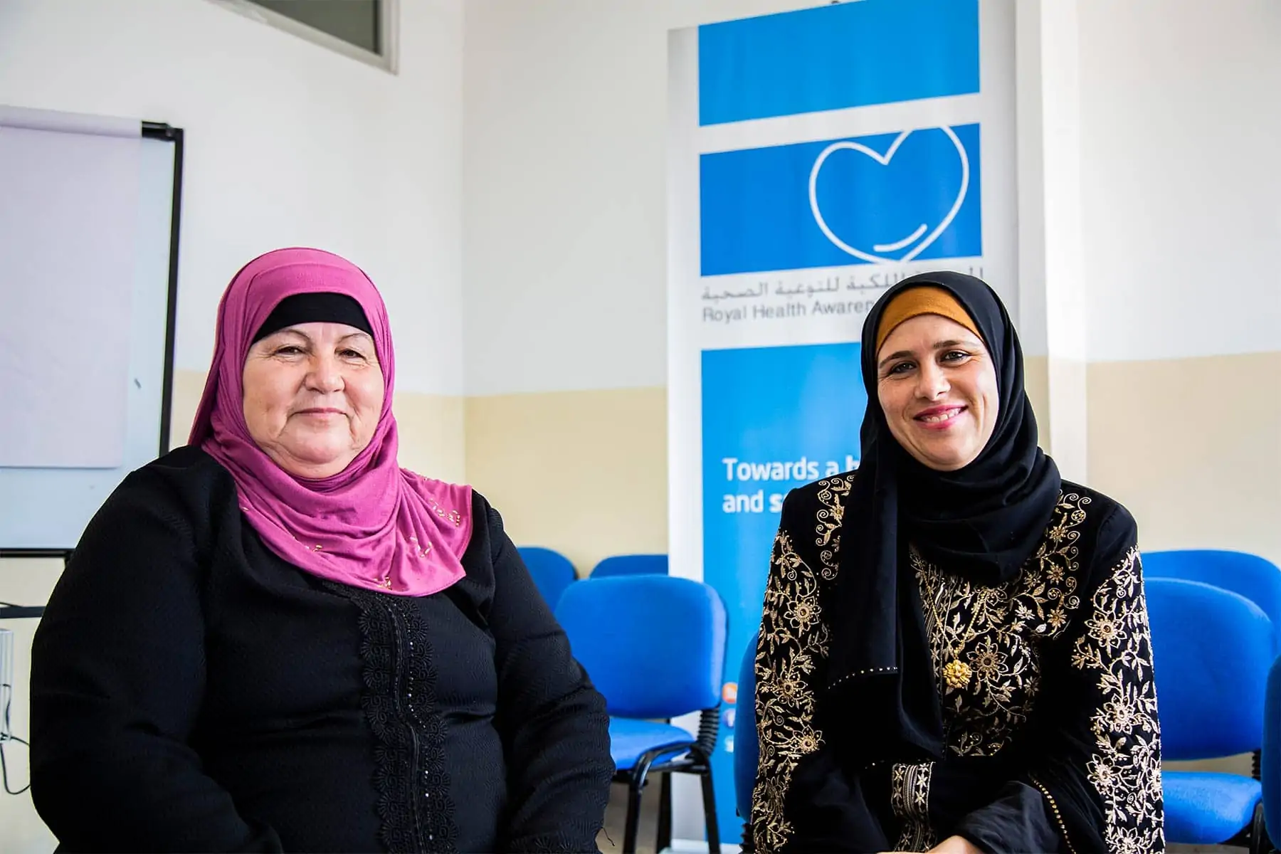 A mother and daughter participating in the study at a clinic in Irbid, Jordan, in 2018. Photo by Kathy Kukula/Americares.