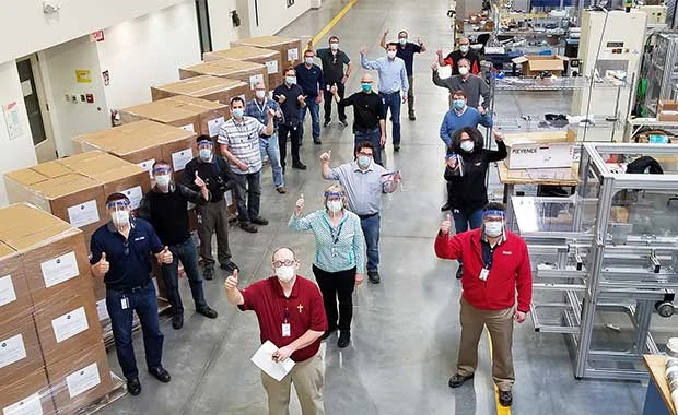 Procter & Gamble is donating face shields including those manufactured in Cincinnati for Americares COVID-19 response. Photo courtesy of Procter & Gamble.