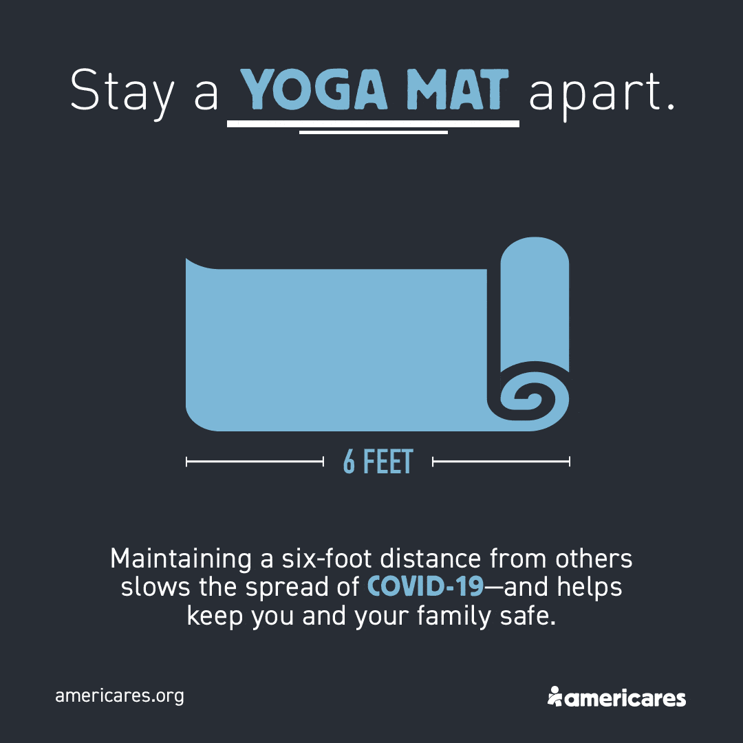 Graphic of a yoga mat with some social media content embedded