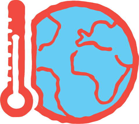 graphic of the earth and a temperature gauge