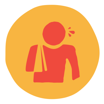 graphic icon for injuries of a person with a shoulder sling
