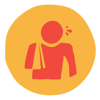 graphic icon for injuries of a person with a shoulder sling